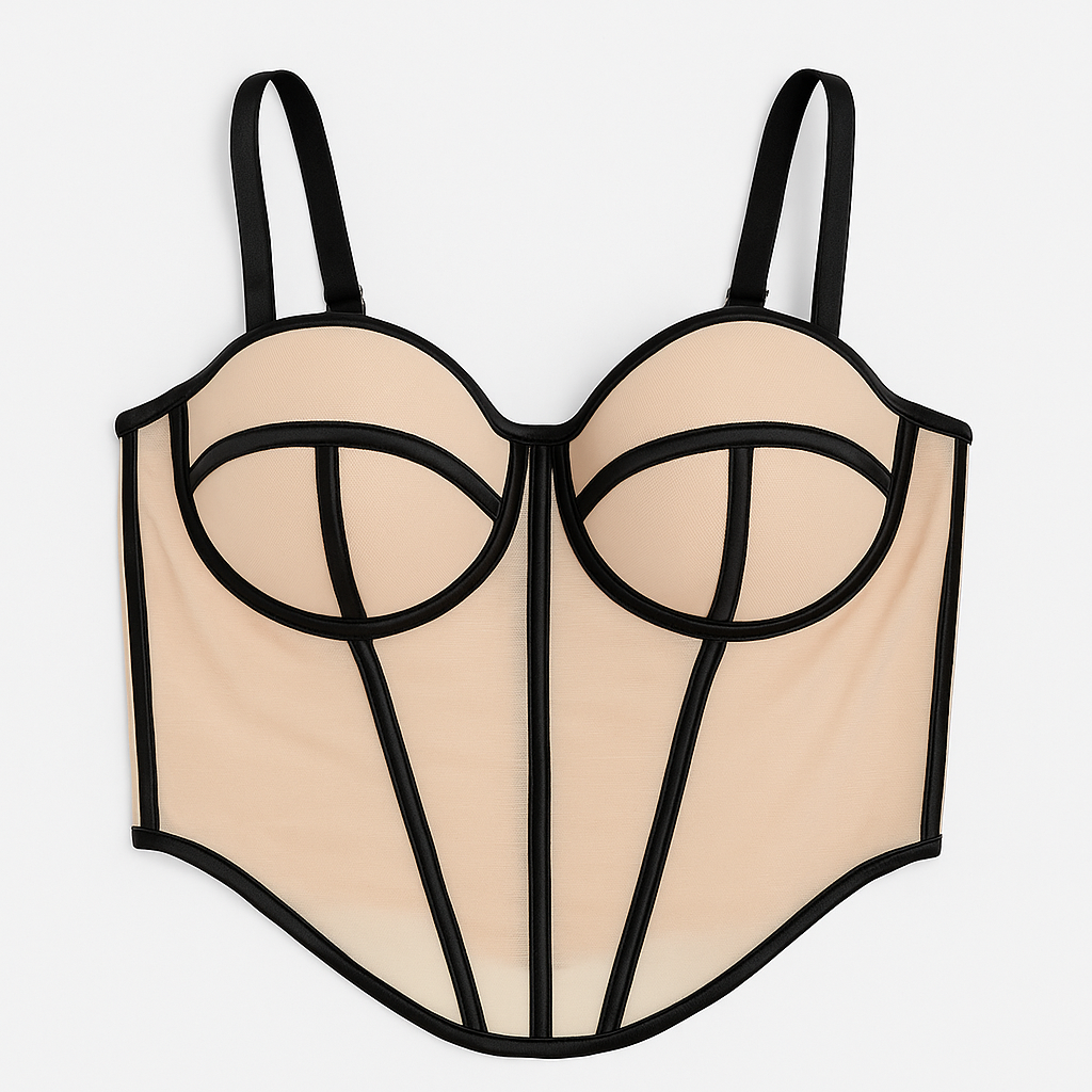 Plush D bralette (34, Nude/black combo)